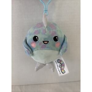 Squishmallows 3.5" Clip-on Henrietta the Narwhal plush toy.